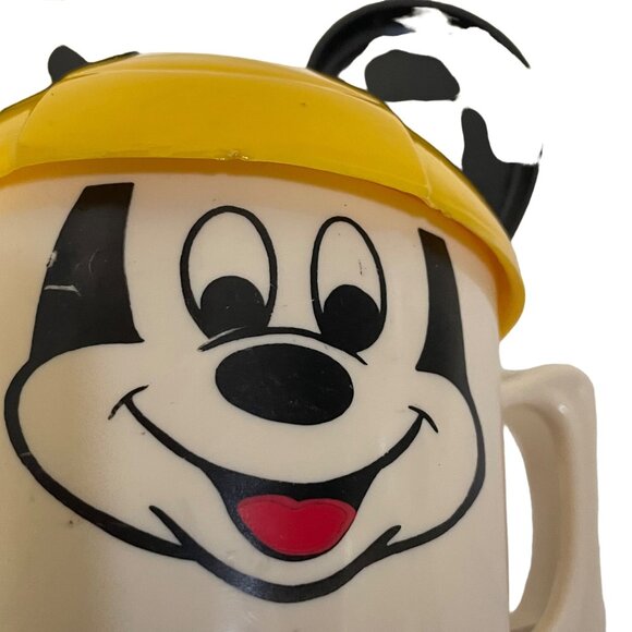 Vintage Walt Disney Productions Mickey Mouse Plastic Cup With Yellow Ears Lid 6" - Picture 8 of 9